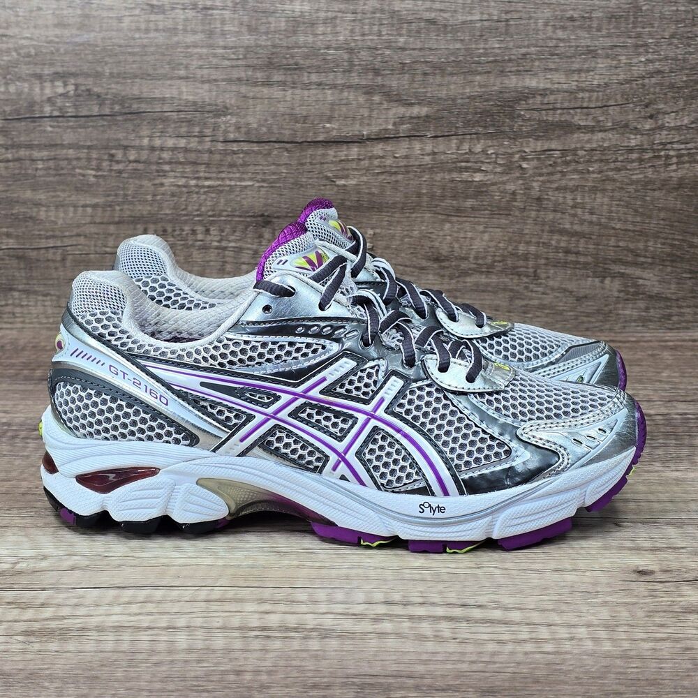 Asics GT-2160 Women's 7 White Silver Purple Running Shoes (T155N) NEW W DEFECTS